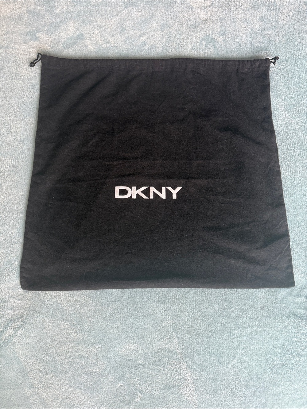 DKNY Black Large Soft and Thick Flannel Dustbag Pouch with White Logo